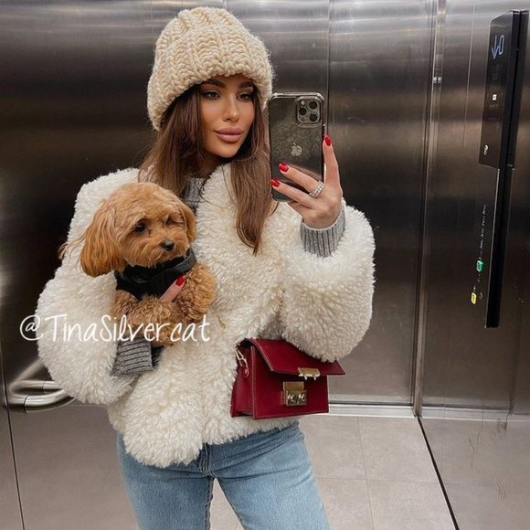 BLOGGER'S FAVE! Zara Faux Fur Coat Ecru NWT - Picture 5 of 16